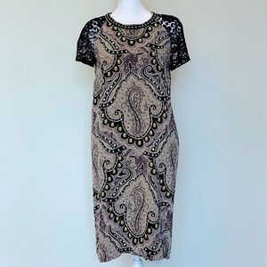 ETRO: Printed Silk Mini Dress with Lace Detail